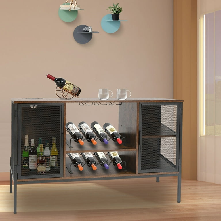 Wine Bar Cabinet Home Kitchen Wine Storage Rack W/ Wine Rack