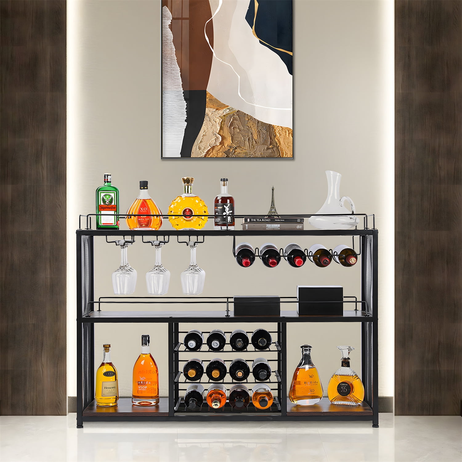 Photo inspiration: Gallery Detail: Wine Bar Cabinet Industrial Coffee Bar With Sliding Wine Rack