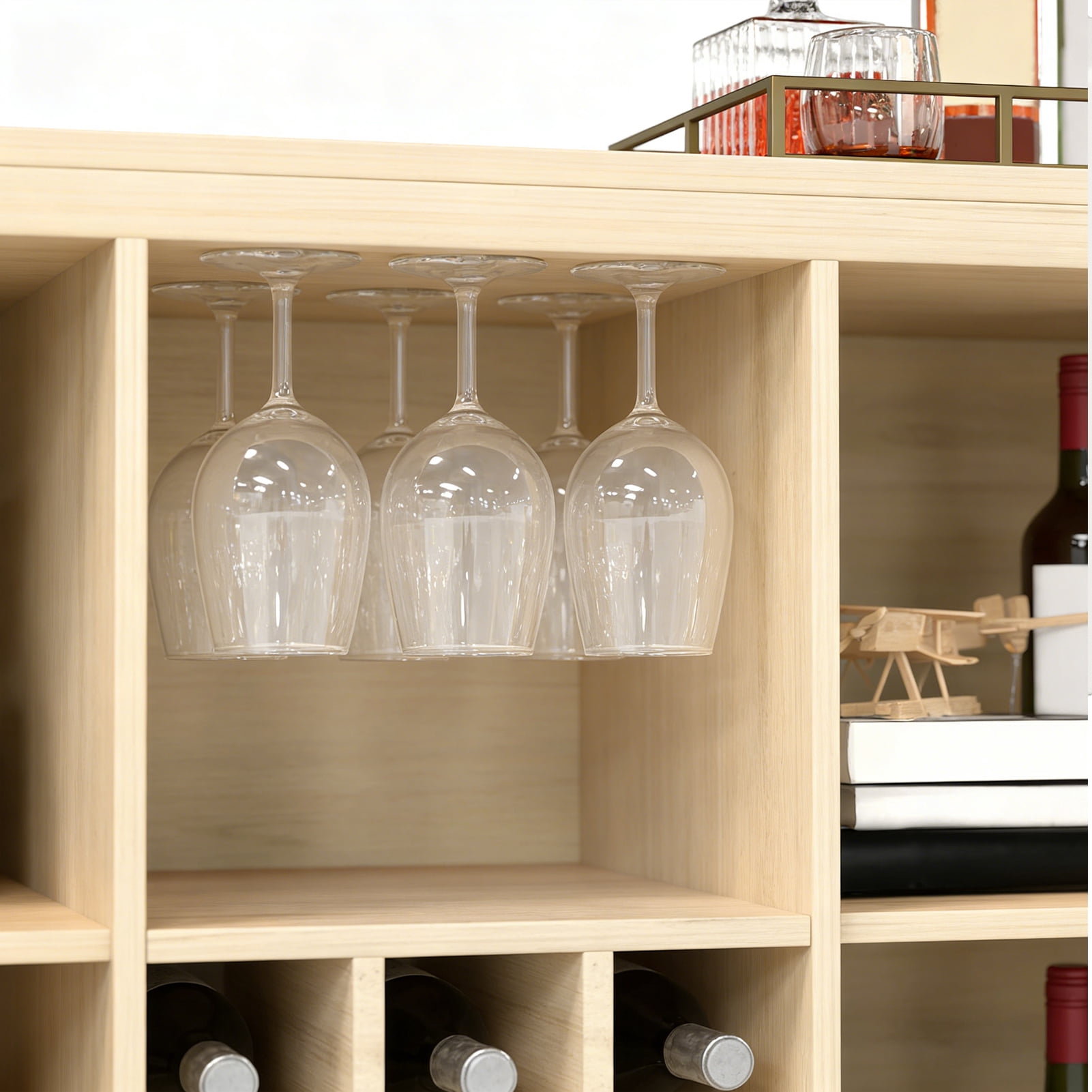 Wine Bar Cabinet with 2 Doors Buffet Storage Liquor Cabinet with Wine ...