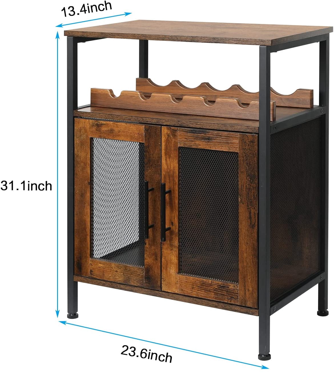 Detchanble Rack Wine Bar Cabinet with Detachable Rack, Rustic Brown Sideboard Buffet ...