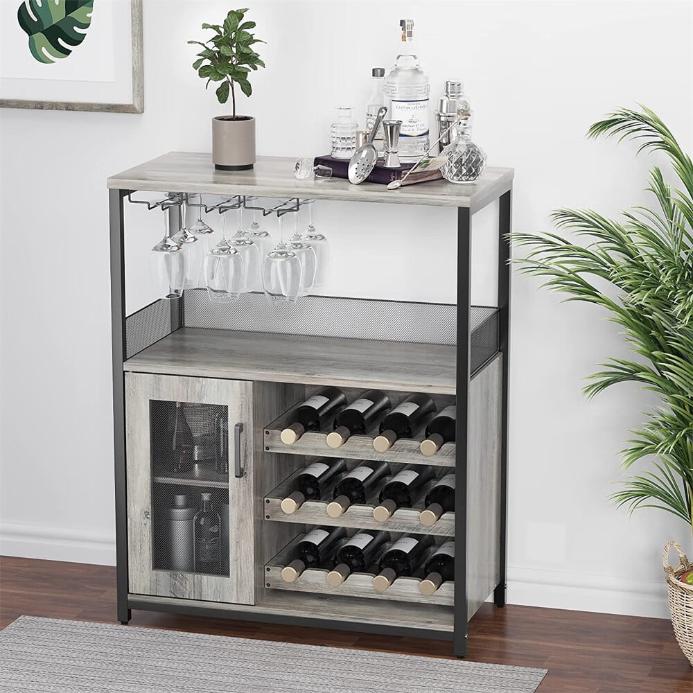 Wine Bar Cabinet with Detachable Wine Rack Small Sideboard and Buffet Cabinet with Mesh Door Walmart