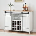 thumbnail image 1 of Wine Bar Cabinet with Sliding Barn Door 16 Bottle Wine Rack White, 1 of 5