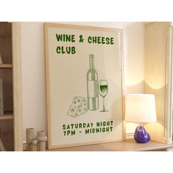 Wine Bar Is Open Wall Art Green Aesthetic Kitchen Poster Art Deco Bar Prints Retro Bar Prints Bar Cart Prints Wine Print Kitchen Art Cheers Wall Art, Modern Wall Decor, 12x18 UNFRAMED