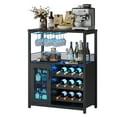 thumbnail image 1 of Wine Bar Rack Cabinet with LED Light, Adjustable Shelves Coffee Bar Cabinet with Mesh Door and Baffle Design, 36″ Tall Small Liquor Bar Cabinet for Home, Kitchen, Dinning Room, 1 of 6