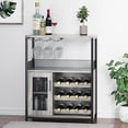 thumbnail image 1 of Wine Bar Rack Cabinet with Detachable Wine Rack, Bar Cabinet with Glass Holder, Small Sideboard and Buffet Cabinet with Mesh Door (Gray), 1 of 7