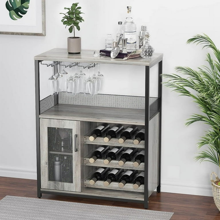 Wine Bar Rack Cabinet with Detachable Wine Rack, Bar Cabinet with