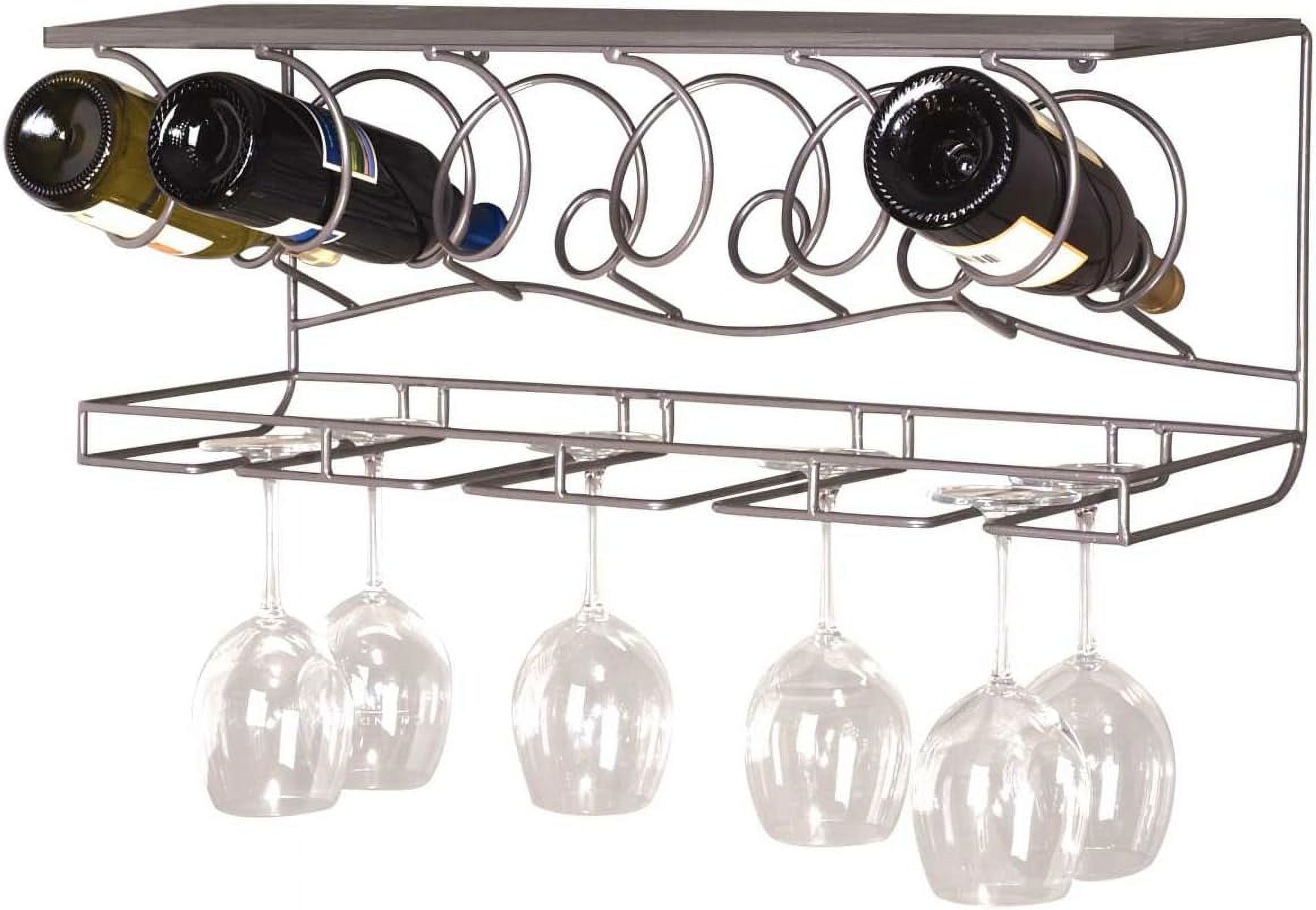 Wine Bar Wall Rack Wall Mounted Wine Rack, Bottle And Stemware Glass