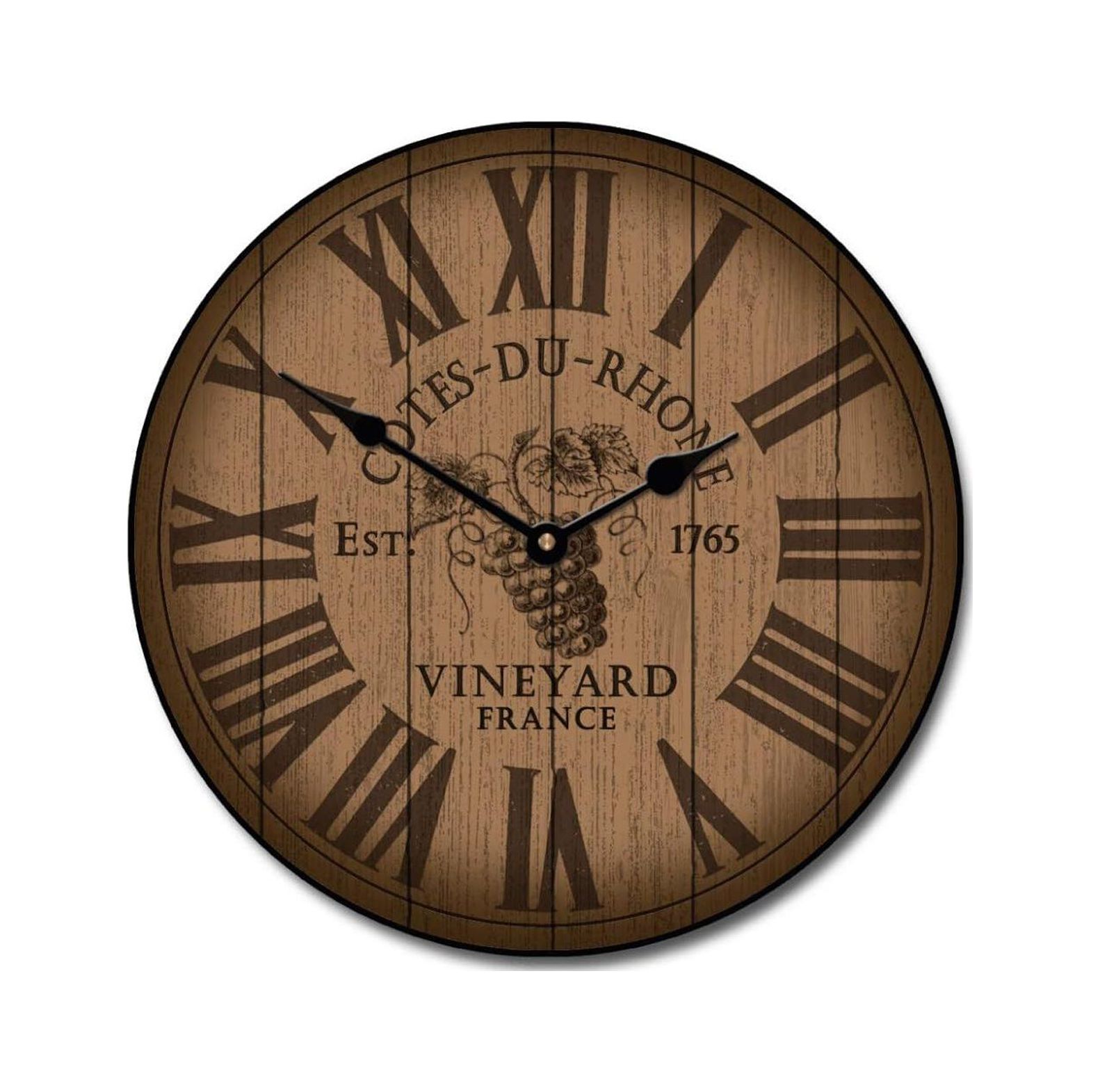 Wine Barrel Lid Wall Clock Ultra Quiet Quartz Mechanism Hand Made