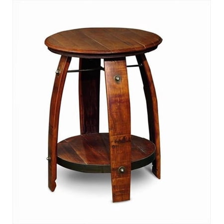 Wine Barrel Side Table with shelf