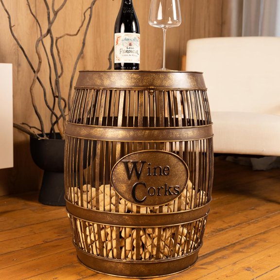 Wine Barrel Table - Cork Catcher Accent Table. Cork Holder Decorative and Storage - 3000 Corks - Large