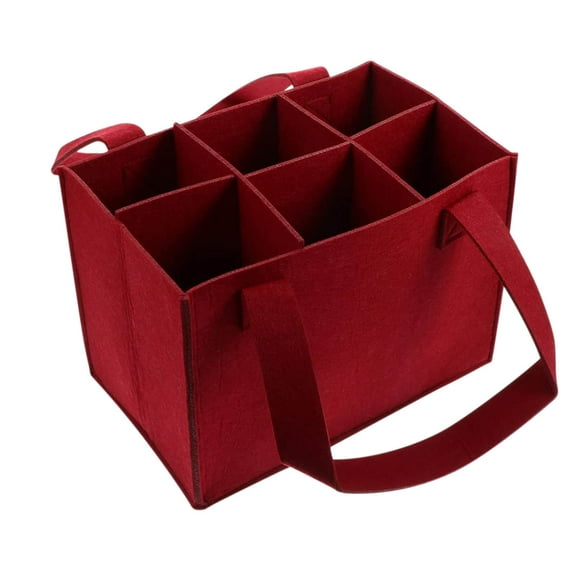 Wine Basket Wine Carrier 6 Bottles Felt Wine Tote Bag with Divider Compartment