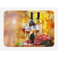 thumbnail image 1 of Wine Bath Mat, Tasty Wine on Wooden Barrel on Grape Plantation Countryside Harvest Rural Growth, Non-Slip Plush Mat Bathroom Kitchen Laundry Room Decor, 29.5 X 17.5 Inches, Orange Red Black, Ambesonne, 1 of 2