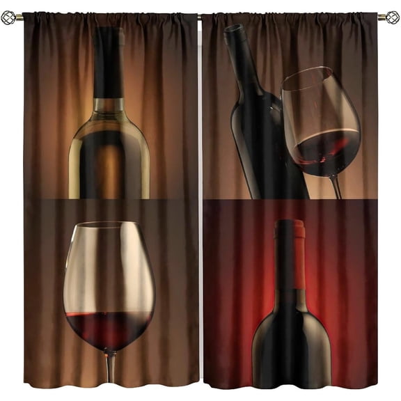 Wine Blackout Window Curtains, Farm Vintage Grape Rustic Window Drapes, for Kitchen Living Room Bedroom 72x63in 2 Panels