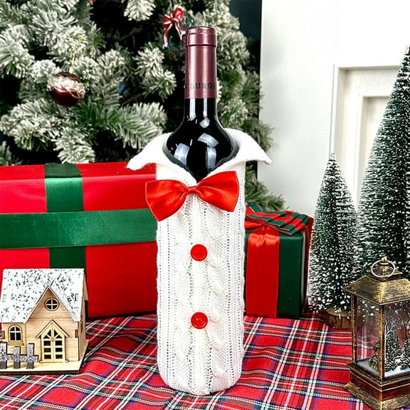 Wine Bottle Christmas Decorations, Velvet Wine Bottle Bag, Christmas Wine Bottle Set for Party and Restaurant Decor, Festive Holiday Table Accent, Durable Polyester Material