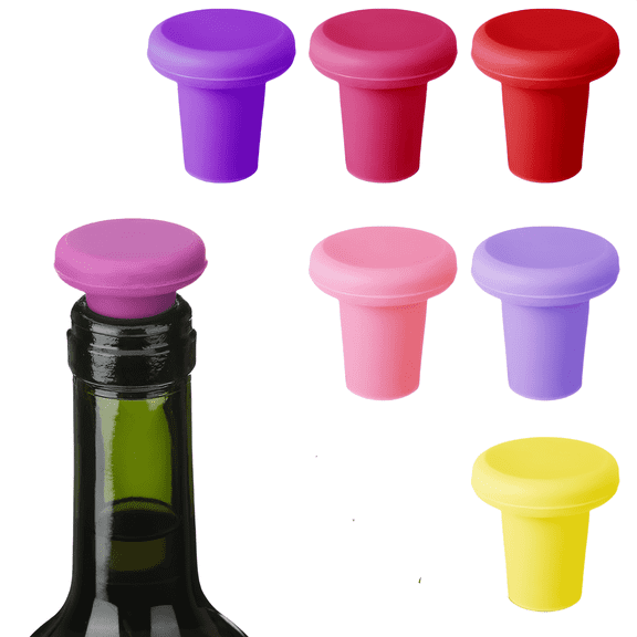 Wine Bottle Cork for Opened Bottles - Reusable Air Tight Stopper, Prevents Oxidation & Spills, Fits Standard 750ml-1.5L Bottles (6 Pack)