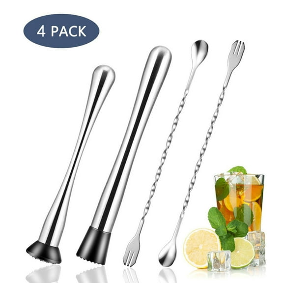 Wine Bottle Covers,Tool And Spoon Steel Bar Stainless Mixing 4PC Muddler Set Home Cocktail Kitchen,Dining & Bar