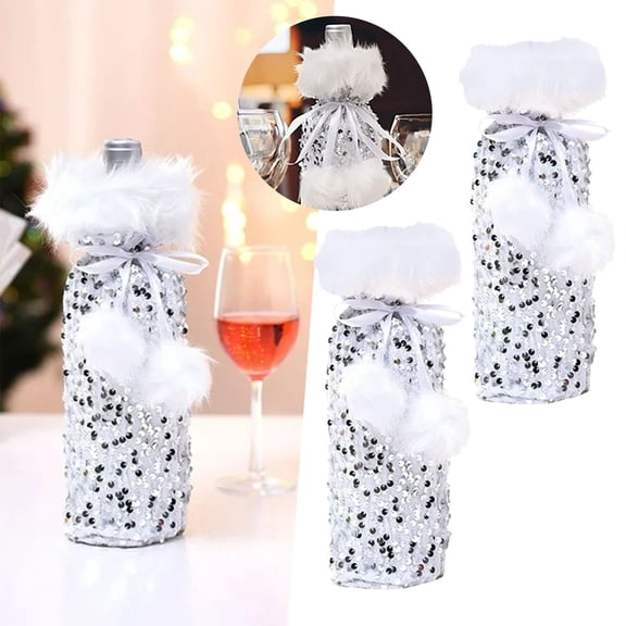 Wine Bottle Covers,Wine Glass Swirling Stemless Wine Glass Set Personalized Stemless Champagne Flutes Christmas Wine Wine Sleeve Beam Ornament Bottle Plush Sleeve Sequin Home Decor