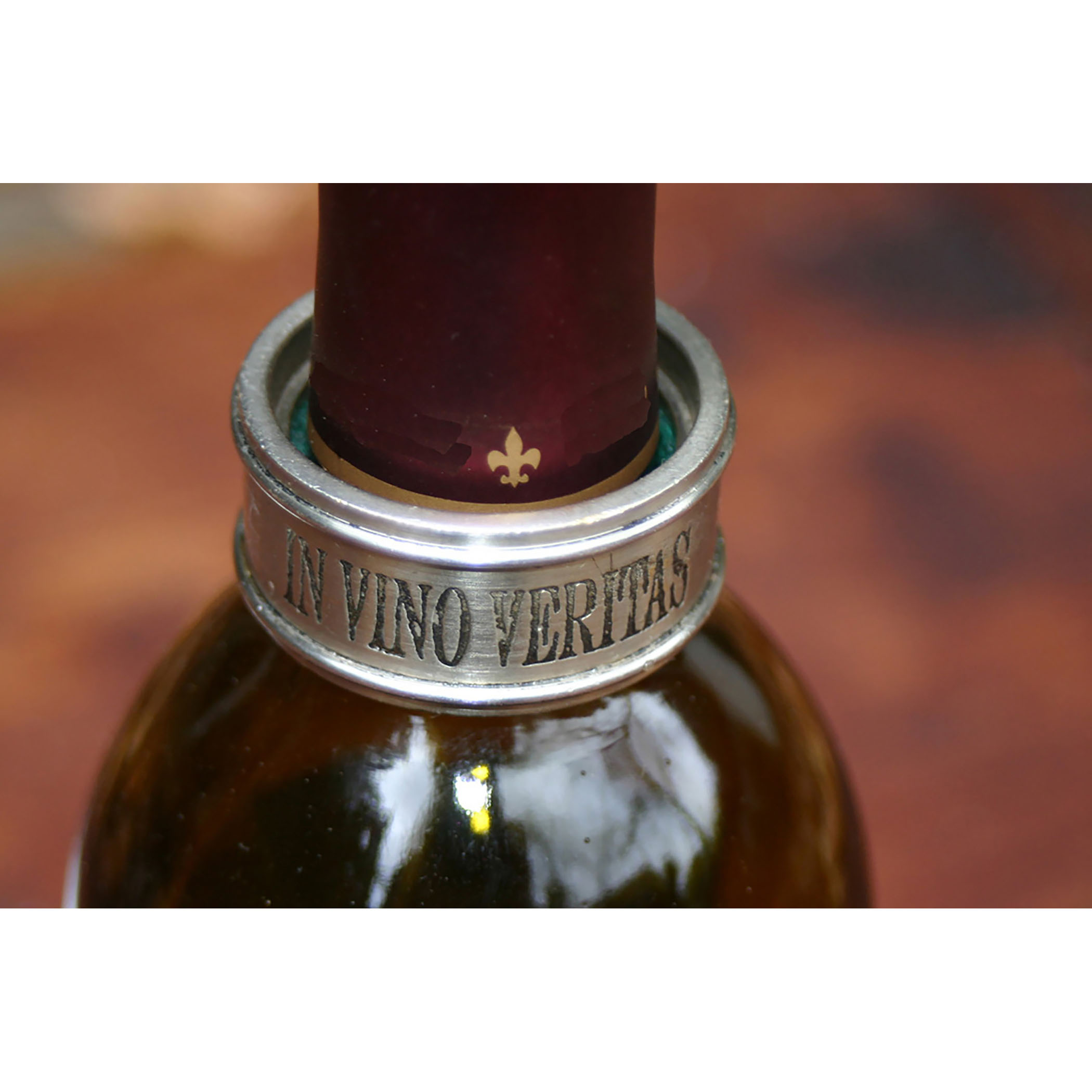 Wine Bottle Drip Collar in Pewter and Brass (Set of 4)