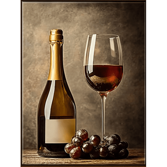 Wine Bottle and Glass Decorative Painting/Canvas Art Perfect for Bar Kitchen Dining Room Living Room Restaurant Cafe Wine Cellar and Home Decor Elegant Still Life Artwork168