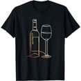 thumbnail image 1 of Wine Bottle Glass Line Art Retro Style Vintage T-Shirt, 1 of 5