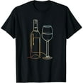 thumbnail image 1 of Wine Bottle Glass Line Art Retro Style Vintage T-Shirt, 1 of 4