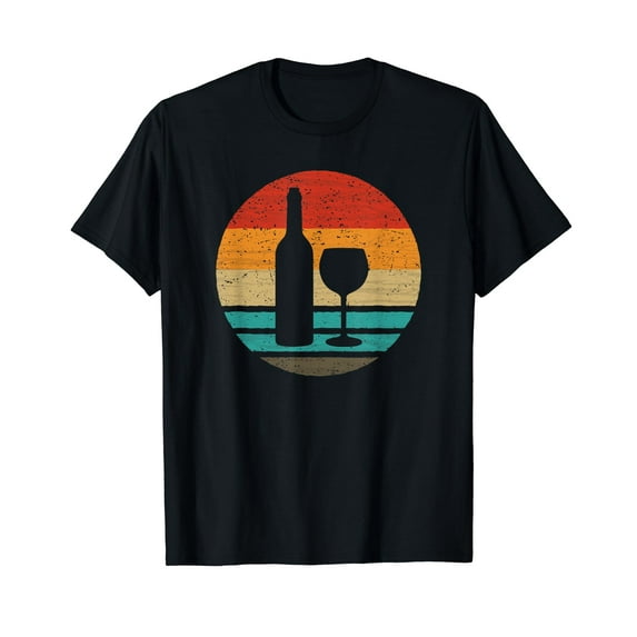 Wine Bottle Glass Retro Style Vintage T-Shirt