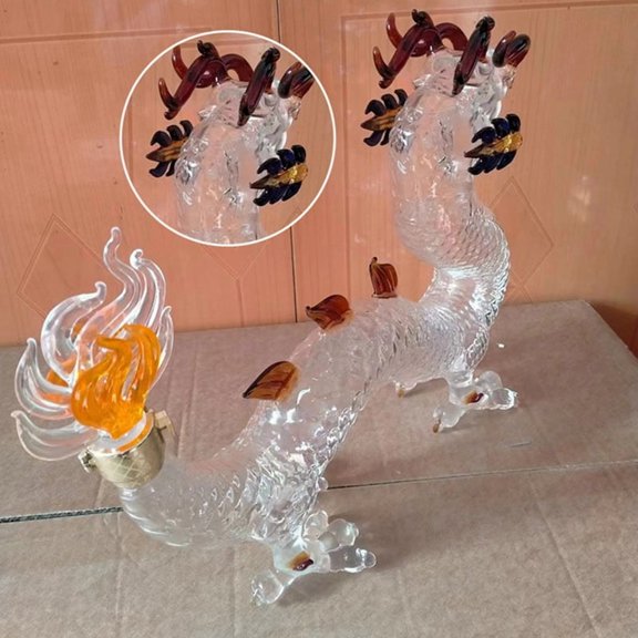 Wine Bottle -Glass Whisky Bottle Handmade Festival Table Decoration Wine Decanter Art Statue,1 x Wine bottle