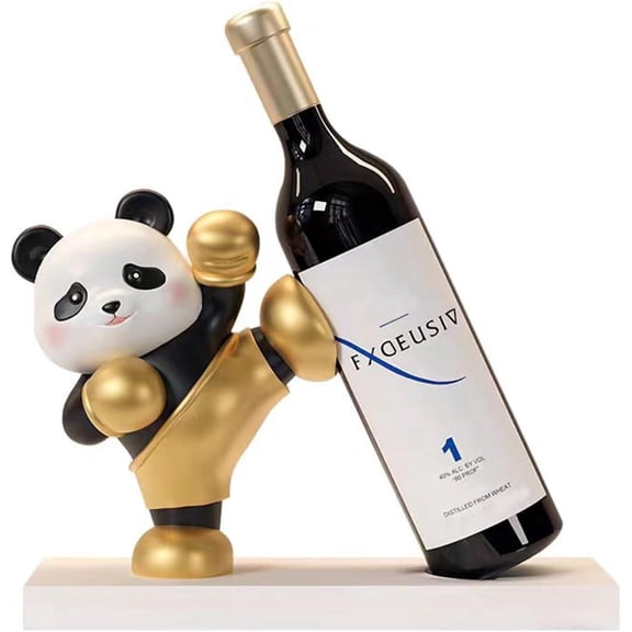 FacoFaco Panda Statue Countertop Wine Rack, Resin Wine Bottle Holder for Home Decor, Bar, Dining Room, Holds 1 Bottle