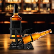 Wine Bottle Holder, Skull Skeleton Metal Wine Stand Steampunk Style Whiskey Beer Beverage Display Rack Funny Bar Decor Bottle Holder for Home Kitchen Countertop