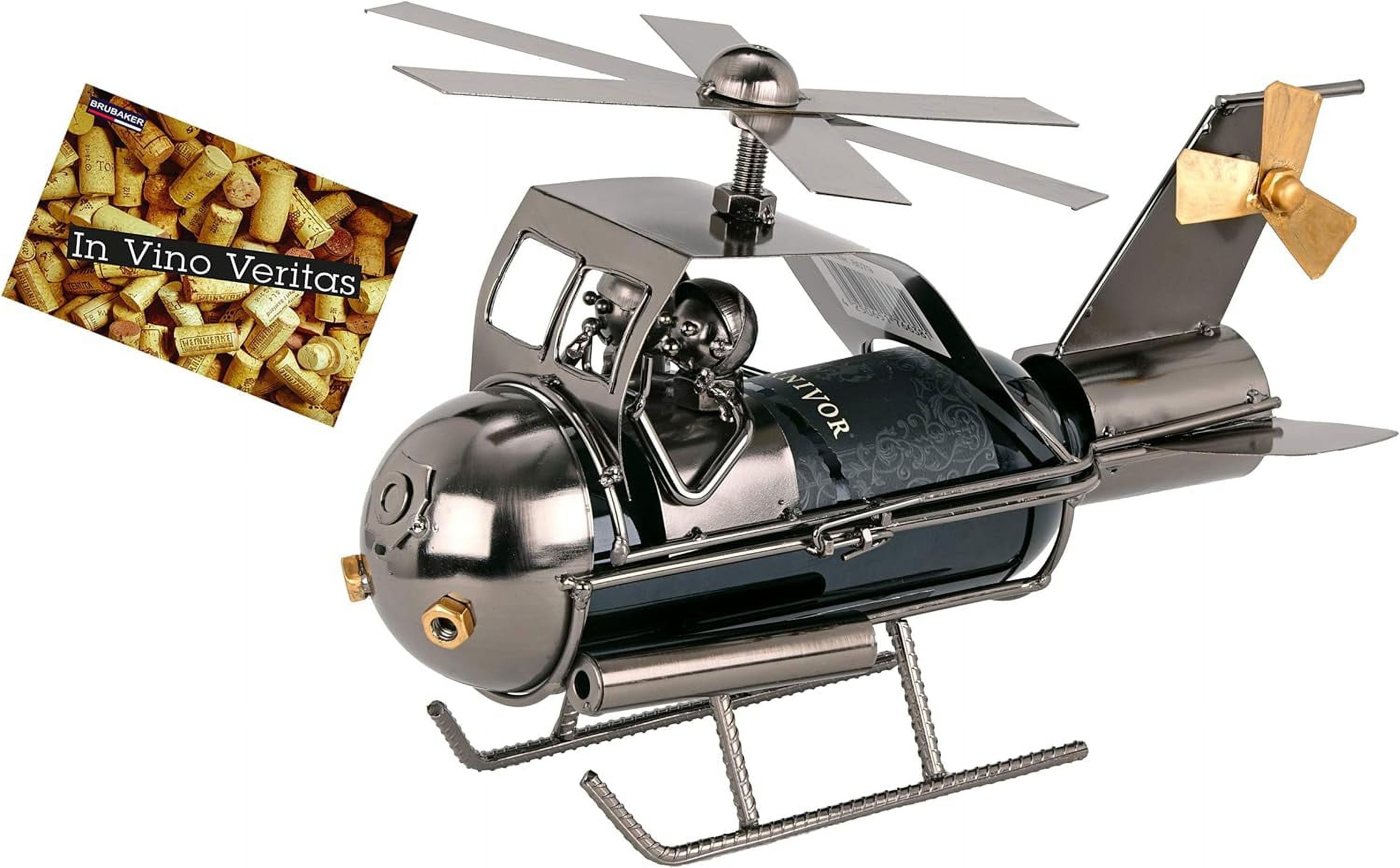 BRUBAKER Vintage Airplane Couple Wine Bottle Holder – Metal Sculpture & Figurine Decor For Bar, Office, Or Gifts