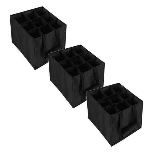 Wine Bottle Holder Tote Bag with 6/9 Compartments , Reusable Large Grocery Tote with Divider Portable Non-Woven Wine Bags for Travel, Camping, Picnic, Festival, Christmas Party