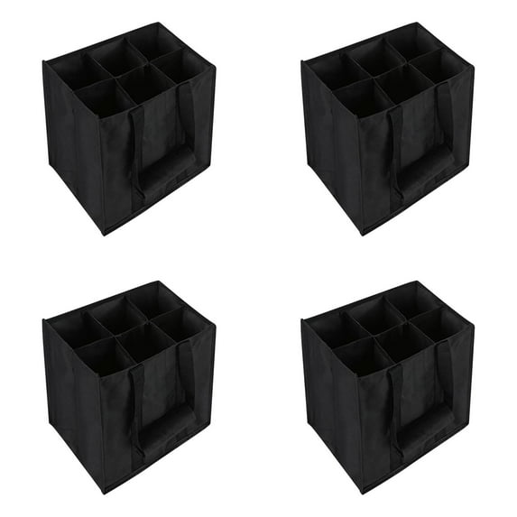 Wine Bottle Holder Tote Bag with 6/9 Compartments , Reusable Large Grocery Tote with Divider Portable Non-Woven Wine Bags for Travel, Camping, Picnic, Festival, Christmas Party