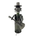 thumbnail image 1 of Wine Bottle Holder Wine Rack in Metal Featuring a Guitar Player Singing Musician Themed in Silver, 1 of 5