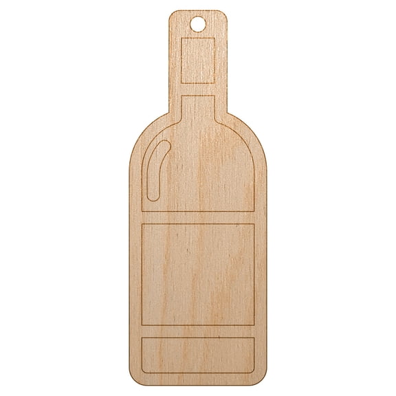 Wine Bottle Icon Wood Holiday Christmas Tree Ornament Unfinished DIY Pre-Drilled Craft