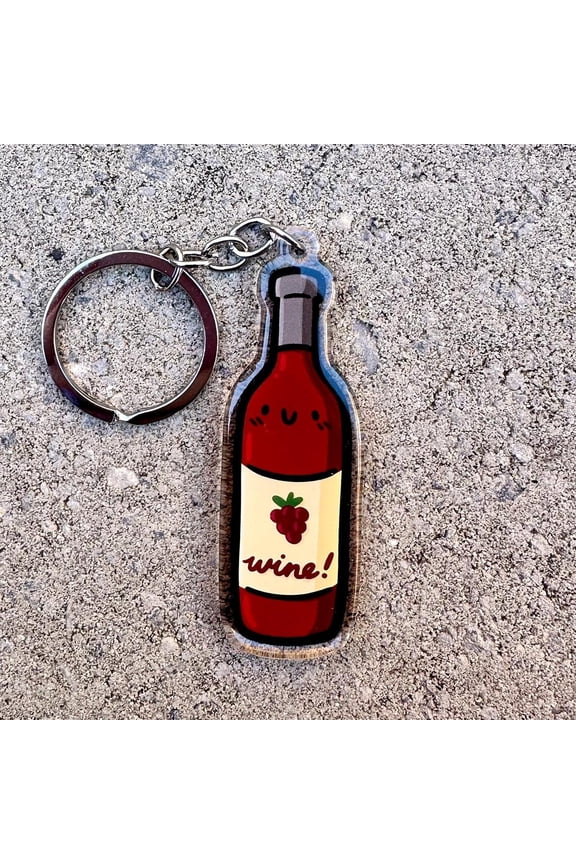 Wine Bottle Keychain | Cute Acrylic Keychain | Kawaii wine keychain | red wine keychain | wine drinker keychain | cute wine gift | winery (1 keychain)