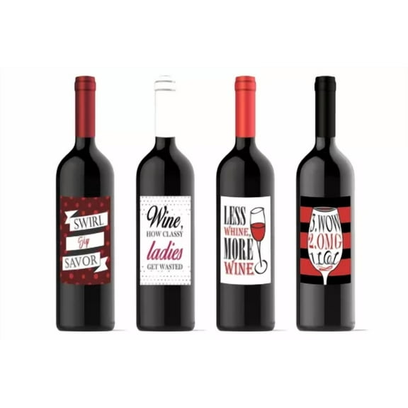 Wine Bottle Labels For Ladies Night Out Celebration Custom For Four (4) Bottles