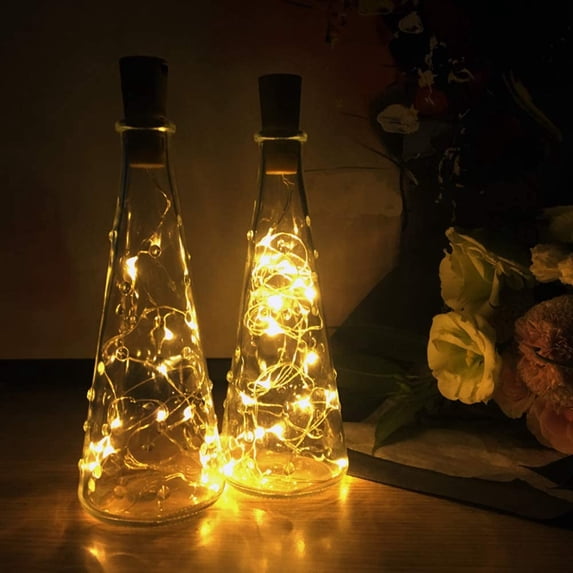 Wine Bottle Lights, 20 LED Battery Powered 6.6ft Silver Copper Wire Warm-White Fairy Mini String Lights for DIY, Decoration, Party, etc