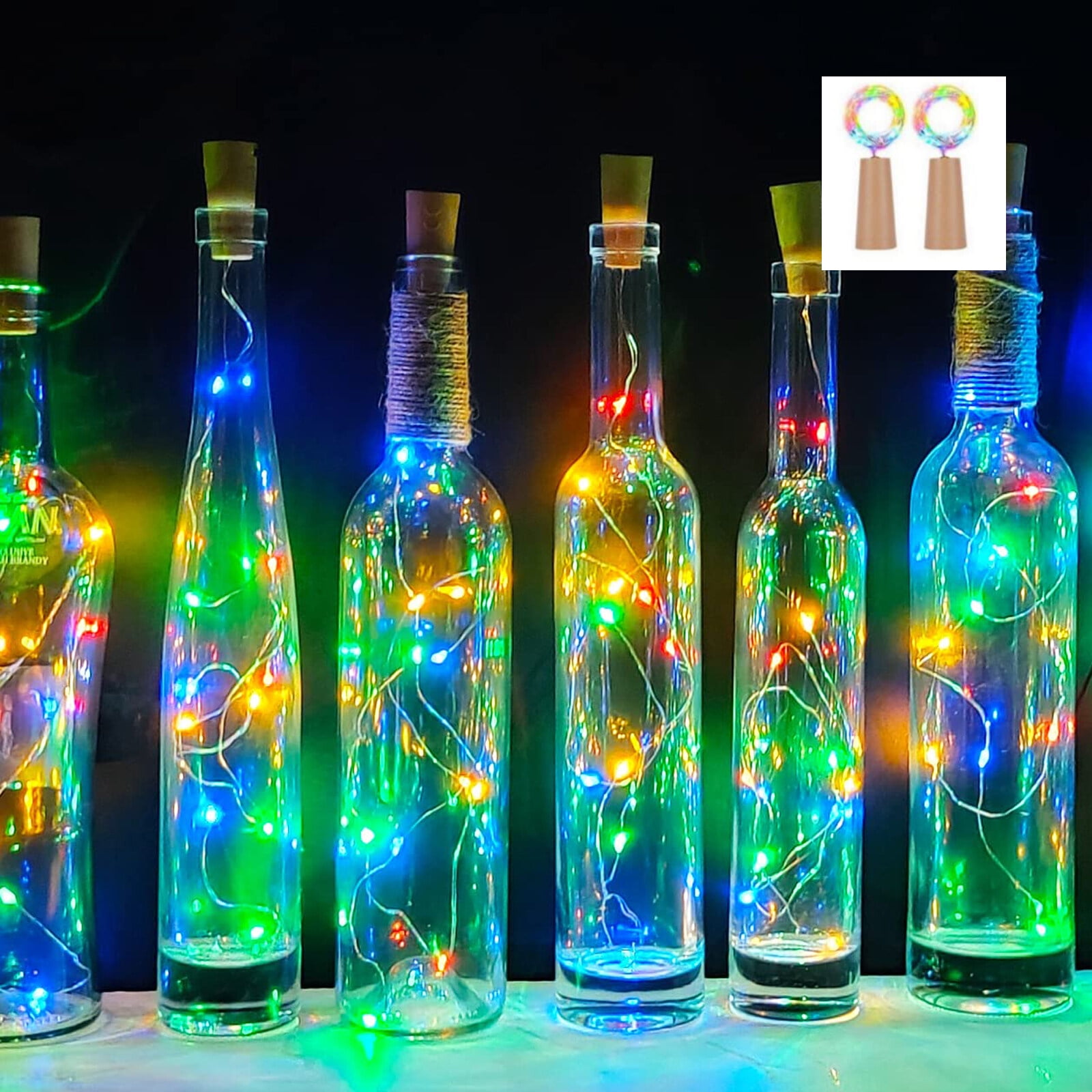 Wine Bottle Lights with Cork, 2 Pack 40 LED Battery Operated LED Fairy