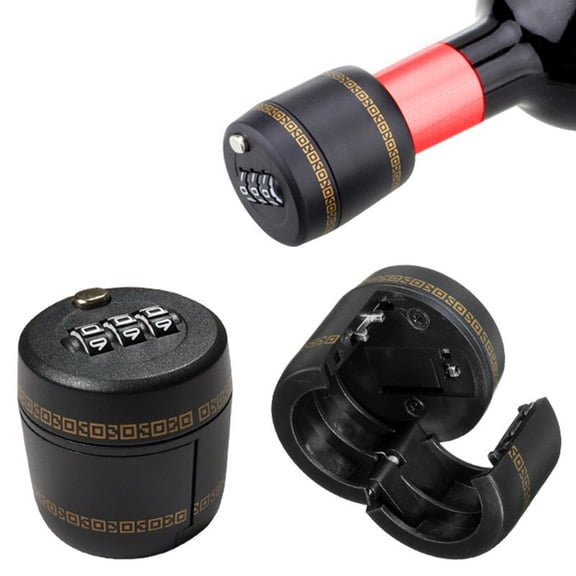 Wine Bottle Lock, Combination Password Liquor Bottle Stopper, Plastic Digital Lock Cap, Secure Sealing Lock for Whiskey Wine Alcohol Bottle Home Bar