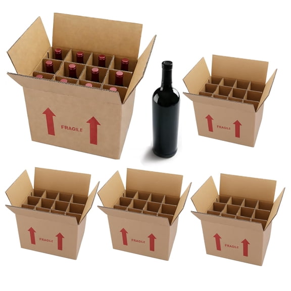 Wine Bottle Moving and Shipping Boxes with Divider Kits, 4 Set