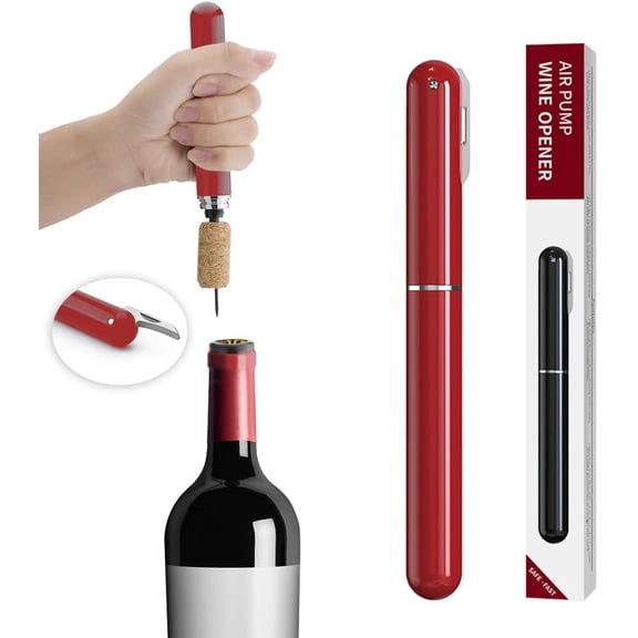 Wine Bottle Opener, Air Pressure Wine Corkscrew With Cutting Wine Bottle Foil Knife, Effortlessly Open Wine Bottles Without Damaging Corks, Easy-to-Use(Red)