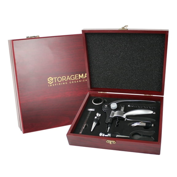 Wine Bottle Opener Gift Set 10 pcs - Corkscrew Wine Bottle Opener, Aerator, Pourer, Stopper, Foil Cutter, Extra Spirals, Thermometer Included