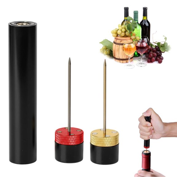 Wine Bottle Opener, Pocket Air Pressure Pump Wine Bottle Opener, Portable Wines Cork Open Bottles Tool, Mini Travel Corkscrew Quick Bottles Opening for Home Restaurant Party (Gold+Red)