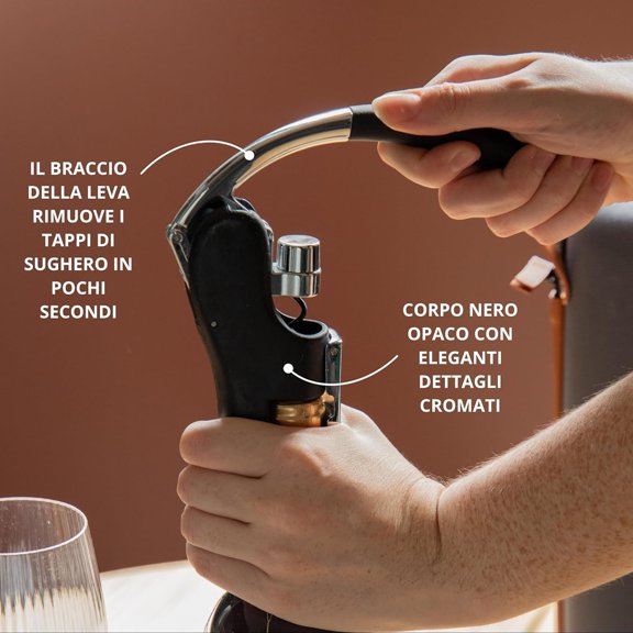 Wine Bottle Opener Stainless Steel Vertical Lever Corkscrew Anual Handheld Corkscrew with Built-in Foil Cutter Design