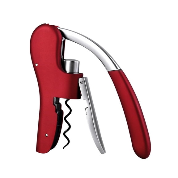 Wine Bottle Opener, Vertical Lever Corkscrew with Built in Foil Cutter Design, Manual Handheld Corkscrew with Ergonomic Lever Pump(Red)