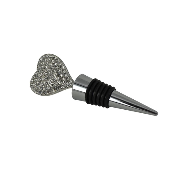 Wine Bottle Stopper Metal with Rhinestones in the Shape of a Heart