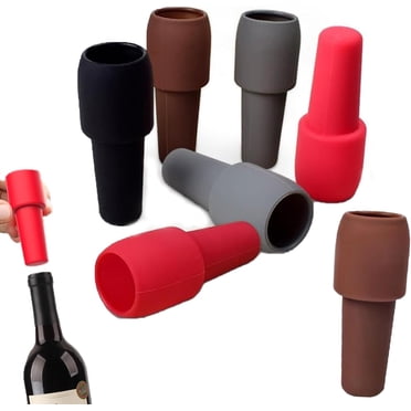 4-Pack Silicone Wine Stoppers - Reusable Bottle Corks For Wine & Liquor