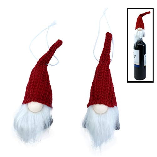 Wine Bottle Topper Gnome Christmas Tree Ornaments - Set of 2