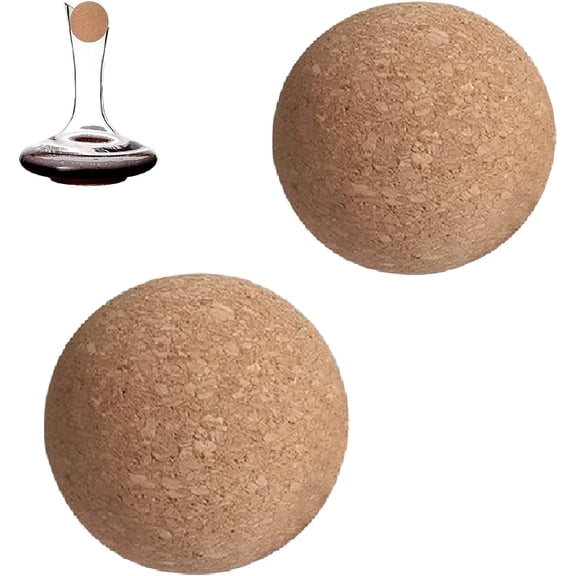 Wine Bottle Wooden Cork Ball Stoppers for Wine Decanter Carafe Bottle Replacement 2.4 Inch(size:2 Pcs)