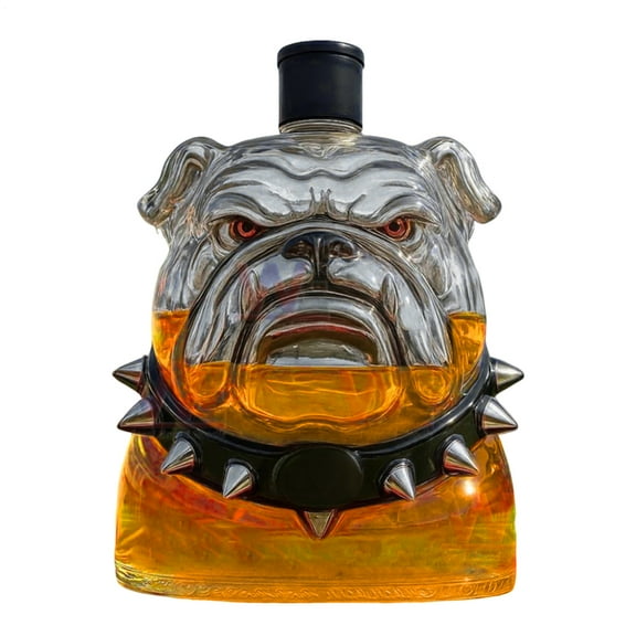 Wine Bottles Glass Bulldog Liquor Decanter for Wine Whiskey Alcohol Dispenser Collectible Home Decor for Shelf Bar Party Living Room Husband Men Birthday Holiday